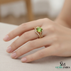 Oval Natural Peridot Diamond Ring with Split Band - August birthstone