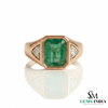 Natural Emerald And Triangle Moissanite Ring 10.20 Carats Engagement Ring in 14K gold