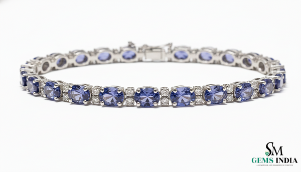 Luxury Oval Cut Tanzanite Diamond Bracelet for Women Gift for Her