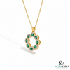 Timeless Oval Emerald & Diamond Circle Pendant – Fine Gold Jewelry