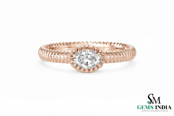 Oval Lab Diamond Milgrain Ring - Vintage Style Engagement Ring