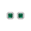 Elegant Octagon cut Natural Emerald Green Stud Earrings with Dazzling Halo