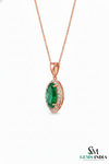 Natural Marquise Emerald Diamond Halo Pendant – Fine Jewelry