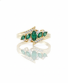 Marquise cut 1.40 carat Natural Emerald and Diamond Leaf Ring in 14k Gold