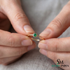 Tiny Emerald Ring Minimalist Green Stone Stacking Band for Women