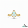 Pear Shape Opal Diamond Ring in 14K Gold Elegant Halo Ring October Birthstone Jewelry