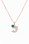 1.10 Carats Natural Emerald and diamond Dolphin Pendant for Womans in 14k Solid Gold