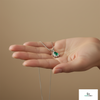 Teardrop Natural Emerald and Diamond Halo Necklace May Birthstone Jewelry Gift