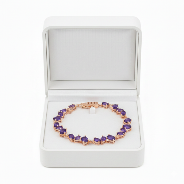 Oval and pear Handcrafted Amethyst Tennis Bracelet - february birthstone bracelet