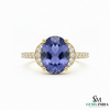 Oval Cut Natural Tanzanite Diamond Ring – Halo Engagement Ring