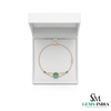 Emerald Cluster Flower Bracelet with Dual Chain – Minimal Gold Bracelet