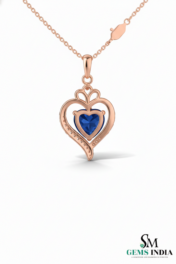 Heart-Cut Blue SapphireDiamond Heart Pendant - Gold Heart Pendant