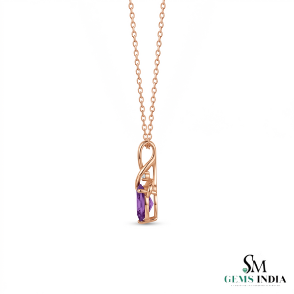 Oval Amethyst Pendant With Diamond Accents – Luxury Jewelry For Woman