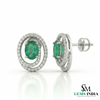 Oval Green Emerald & Diamond Halo Earrings in – Timeless Elegance