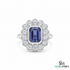 Natural Emerald Cut Tanzanite Ring with Diamonds – Vintage Elegance