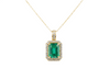 Emerald Cut Natural Emerald and Diamond Halo Pendant in 14K Gold Elegant Birthstone Jewelry