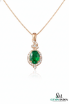 Elegant Oval Emerald and Diamond Pendant - Fine Jewelry For Women