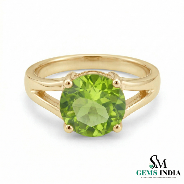 Elegant Round Peridot Ring for Women - Statement Ring for her