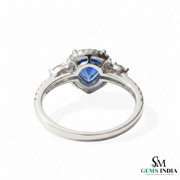 Pear Cut Blue Sapphire Diamond Gold Ring for Women - Engagement Ring