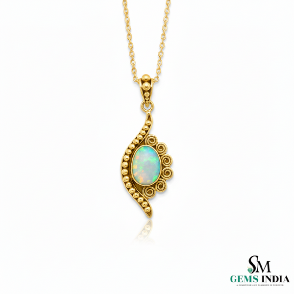 Pear Shaped Opal Vintage Teardrop Style Pendant - Fine Jewelry Gift