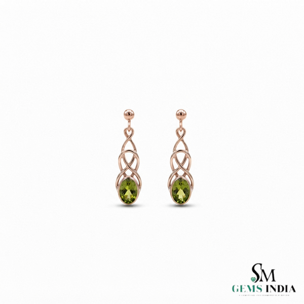 Oval Peridot Infinity Drop Earrings for Women – Elegant Gemstone Jewelry