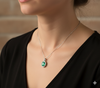 Natural Emerald Halo Pendant Necklace Oval Green Gemstone with Diamonds