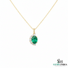 Elegant Oval Emerald & Diamond Half-Halo Pendant Anniversary gift for her