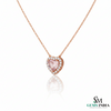 Heart Pink Morganite & Diamond Halo Pendant - wedding jewelry pendant