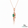 Oval shape Natural EmeraldDiamond Swirl Pendant in 18k Gold