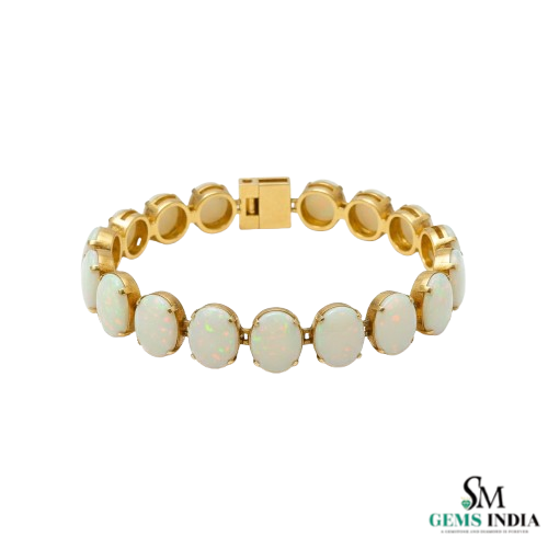 Luxury Natural Oval Opal Tennis Bracelet – Elegant Gemstone Jewelry