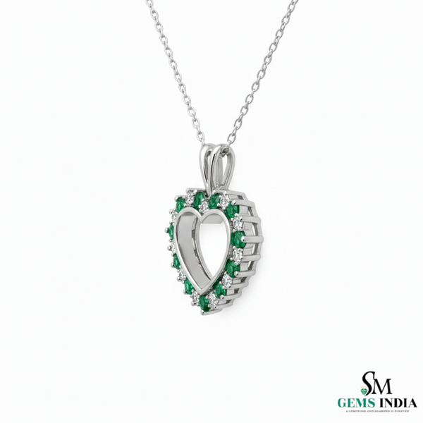 Solid Gold Emerald and Diamond Heart Pendant – Romantic Fine Jewelry