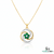 Natural Emerald Floral Swirl Pendant in Gold – Diamond Accent Pendant