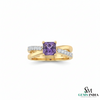 Elegant Princess Cut Amethyst Diamond Ring in 14k and 18k Gold Fine Gold Jewelry