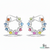 Cushion Gemstone Multicolor Sapphire & Diamond Open Hoop Earrings