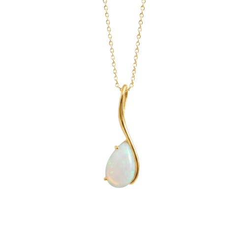Elegant Pear Opal Swirl Pendant – Fine Silver Jewelry