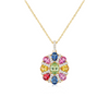 Rainbow Pear & Oval Gemstone Flower Pendant Multicolor Gemstone Necklace