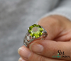 Hexagon Cut Peridot Ring with Diamond Accents