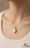 Oval Opal Diamond Halo Pendant Natural Gemstones Jewelry