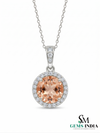 Fine Jewelry Morganite Halo Necklace with Diamond Bail