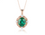 4.3 CARAT Oval Emerald and Diamond Halo Pendant in Solid Gold Timeless Green Gemstone Jewelry