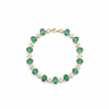Oval cut Natural Zambian Emerald and Diamond Bracelet - 18K Solid Gold May Birthstone