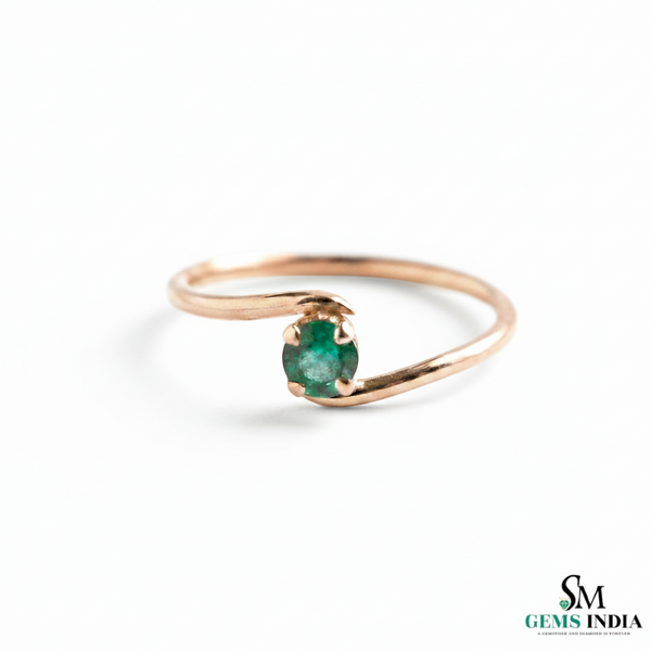 Dainty Emerald Bypass Ring – Thin Gold Stackable Ring