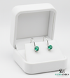 Round Cut Green Emerald Solitaire Drop Earrings – Classic Minimalist Fine Jewelry