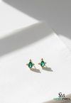 Pear Cut Emerald Stud Earrings – Teardrop Green Gemstone Minimalist Fine Jewelry for Women