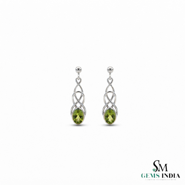 Oval Peridot Infinity Drop Earrings for Women – Elegant Gemstone Jewelry