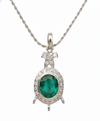 9.50 carat Royal Green Natural Emerald Necklace Diamond Accent Oval Pendant in 14k Gold