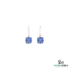Elegant Cushion Cut Tanzanite Diamond Dangle Earrings in 18K Gold