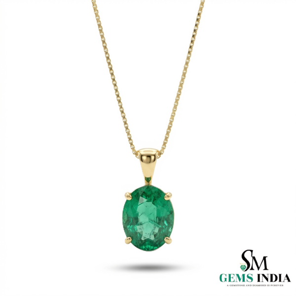 Oval Cut Emerald Pendant in 14k Gold – Classic Solitaire Design