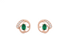 1.50 carat Oval shape Natural Emerald Twist Stud Earrings in 14k Gold Diamond Accent Luxury Look