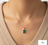 2.20 carat Emerald-Cut Natural Emerald Pendant Necklace in 14K Gold with Diamond Accents